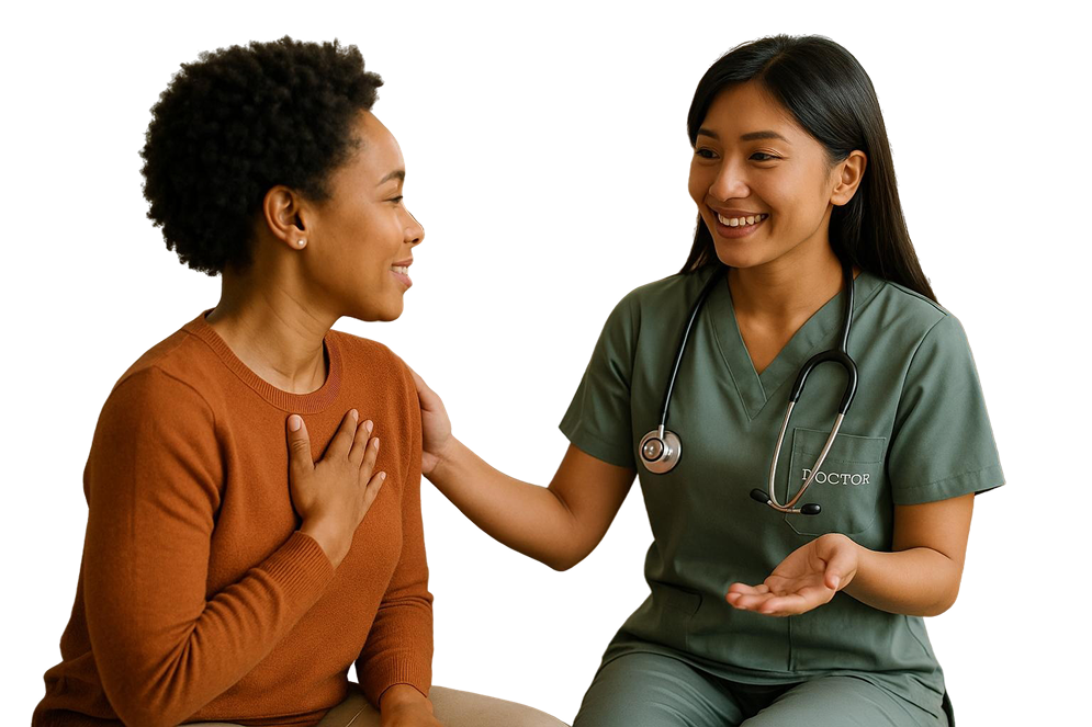 Maha Medicare doctor examining a patient during a medical check-up