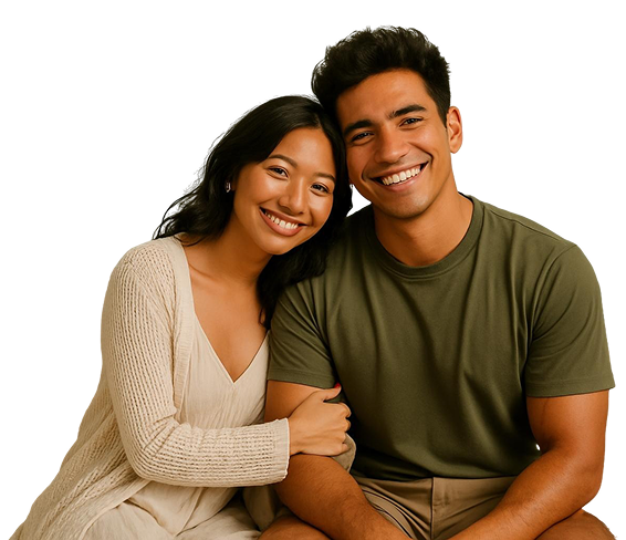 Smiling couple at home in Bali