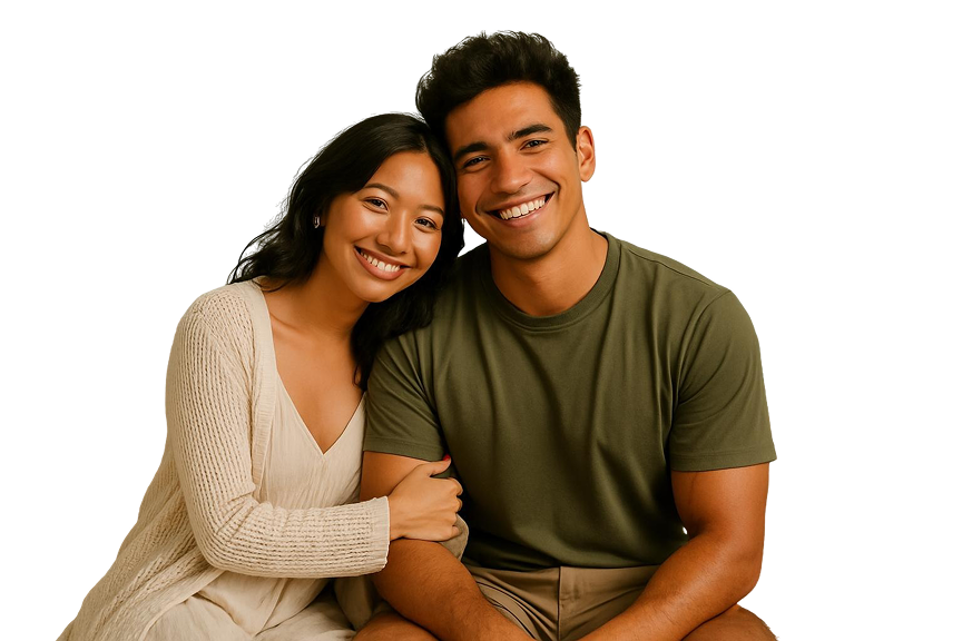 Smiling couple embracing